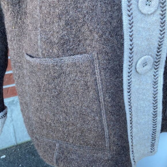 Vintage Variations Earth Tone Brown Beige 100% Wool Button Up Jacket Shacket Med - Picture 7 of 11